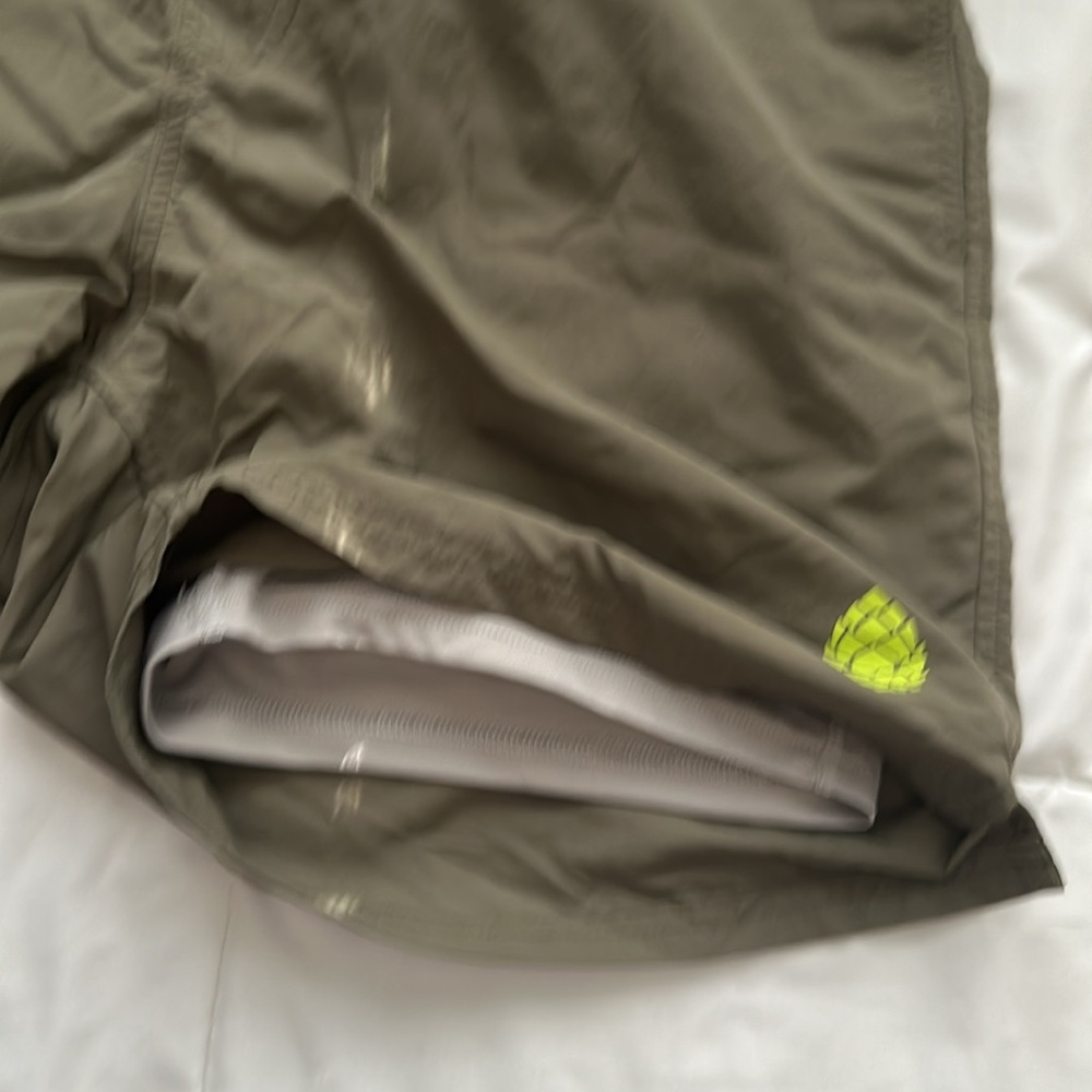 Stio Men's Olive Green Athletic Shorts with Lime Logo - Picture 11 of 15